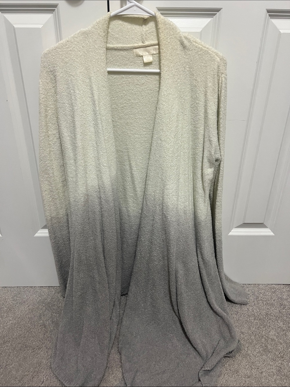 Barefoot Dreams Cozy Ombre Open-Front Women's Sweater Cardigan - Cream to Gray